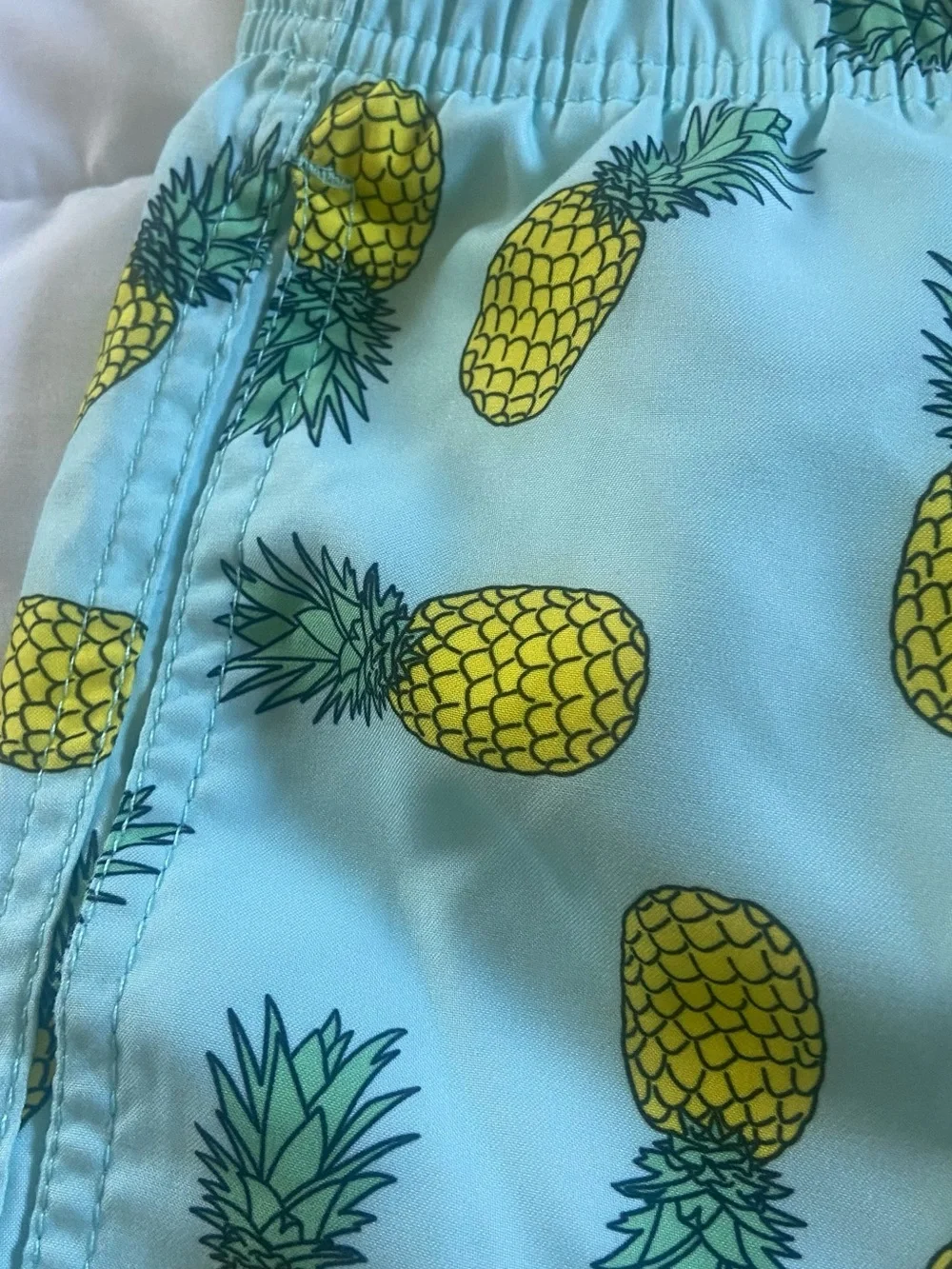 Arnhem Aqua Swim Shorts with Yellow Pineapple Print